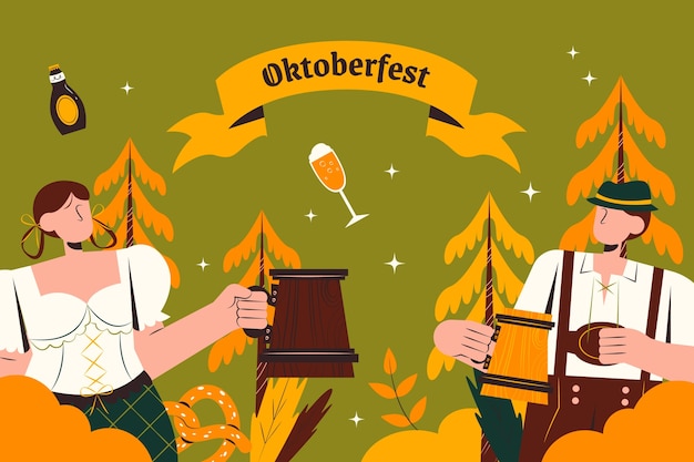 Kostenloser Vektor handgezeichneter hintergrund für das oktoberfest-bierfestival