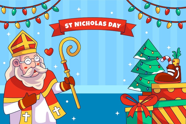 Handgezeichneter hintergrund für den niederländischen sinterklaas-feiertag