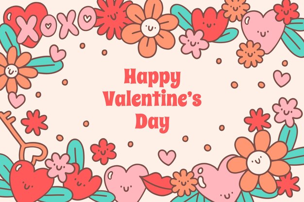 Handgezeichneter Hintergrund für die Feier zum Valentinstag
