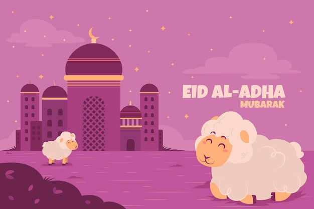 Handgezeichneter hintergrund für die islamische eid al-adha-feier