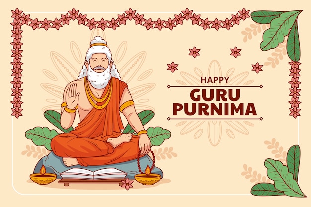 Kostenloser Vektor handgezeichneter hintergrund für guru purnima