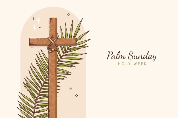 Kostenloser Vektor handgezeichneter hintergrund für palm sunday.