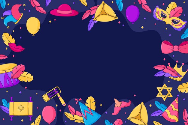 Handgezeichneter Hintergrund für Purim-Feiertagsfeiern