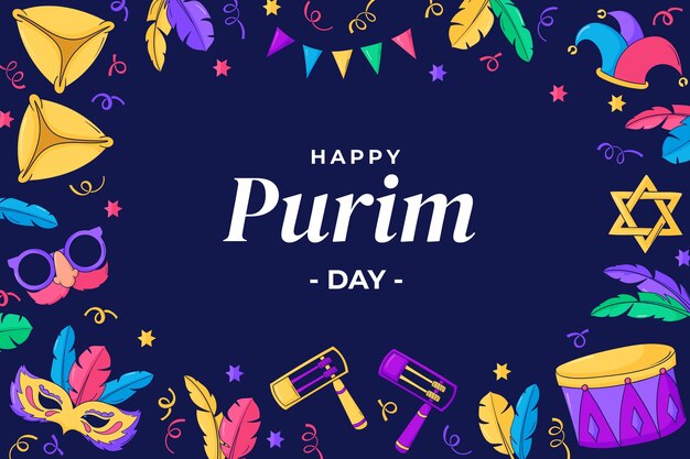 Handgezeichneter Hintergrund für Purim-Feiertagsfeiern