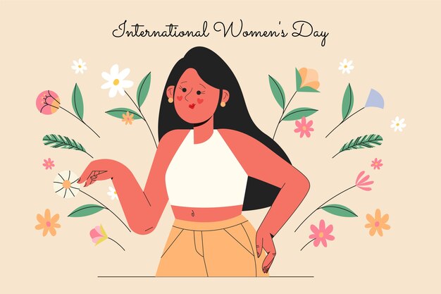 Handgezeichneter Hintergrund zum internationalen Frauentag