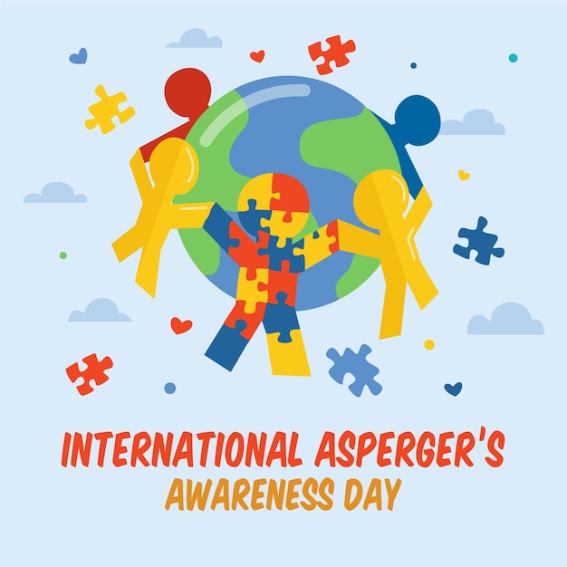 Handgezeichneter internationaler asperger-tag des bewusstseins