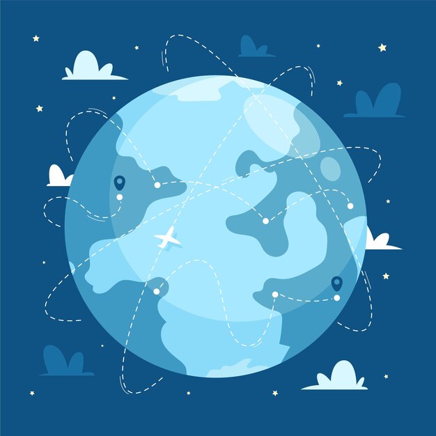 Handgezeichneter internationaler Handel mit Globus
