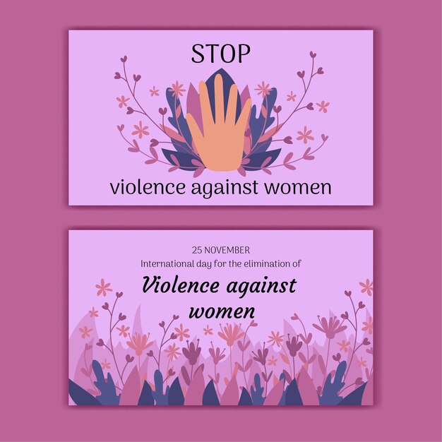 Handgezeichneter internationaler Tag für die Beseitigung von Gewalt gegen Frauen horizontale Banner gesetzt