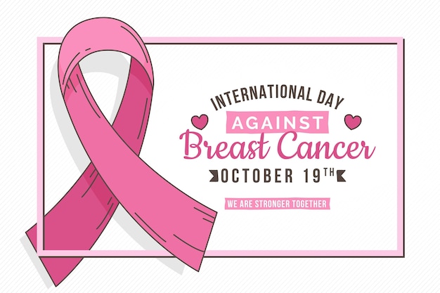 Kostenloser Vektor handgezeichneter internationaler tag vor brustkrebshintergrund