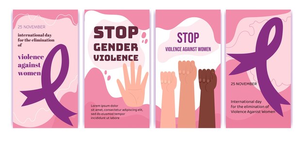 Handgezeichneter internationaler Tag zur Beseitigung von Gewalt gegen Frauen Instagram-Geschichtensammlung