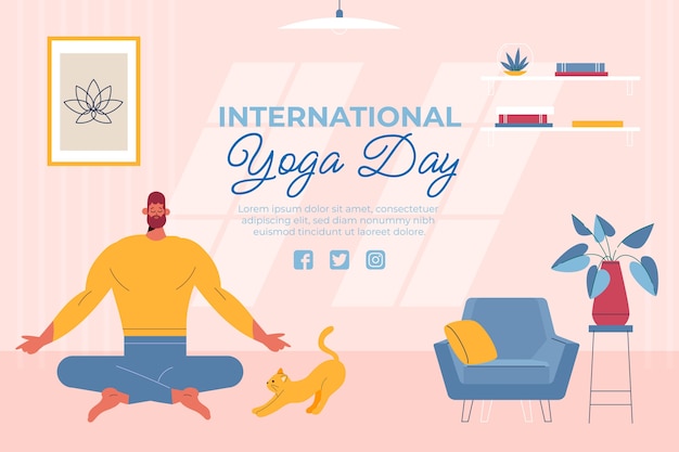 Handgezeichneter internationaler yoga-tageshintergrund