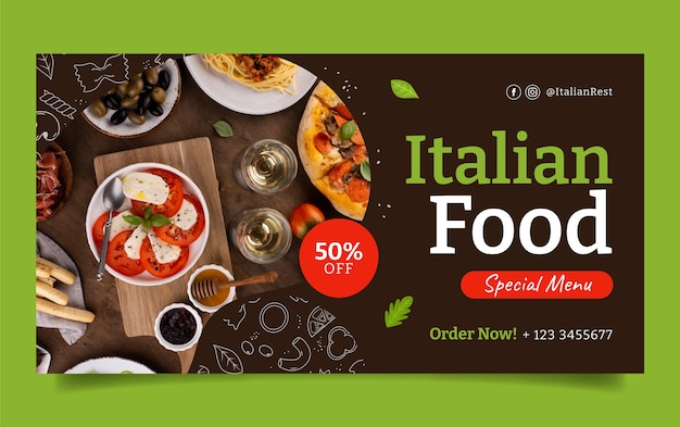 Handgezeichneter italienischer Restaurant-Facebook-Post
