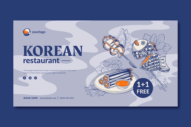 Kostenloser Vektor handgezeichneter koreanischer restaurant-facebook-post