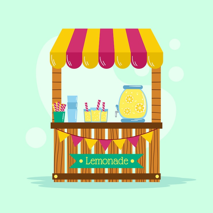 Kostenlose Vektor handgezeichneter limonadenstand illustriert