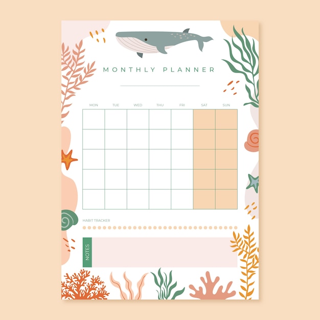 Handgezeichneter monatlicher Planerkalender
