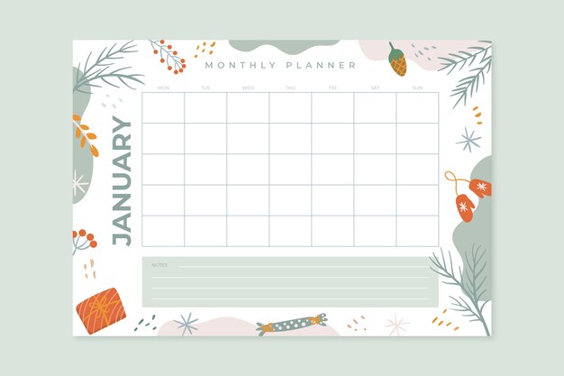 Handgezeichneter monatlicher Planerkalender