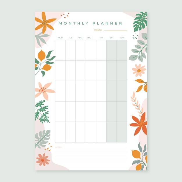 Handgezeichneter Monatsplaner-Kalender
