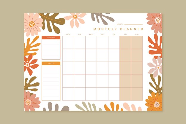 Handgezeichneter Monatsplaner-Kalender