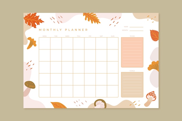Handgezeichneter Monatsplaner-Kalender