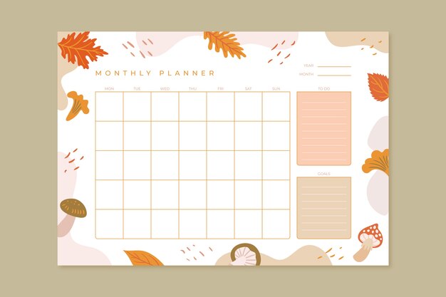 Handgezeichneter Monatsplaner-Kalender