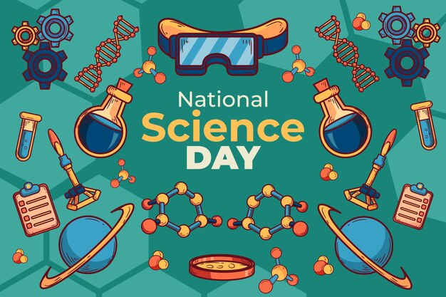 Handgezeichneter nationaler Wissenschaftstag Hintergrund