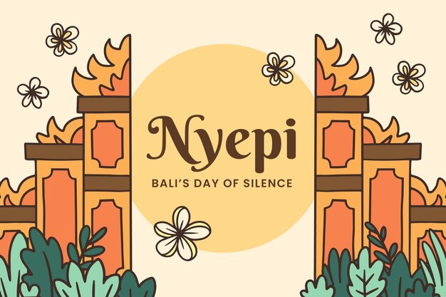 Handgezeichneter Nyepi-Hintergrund