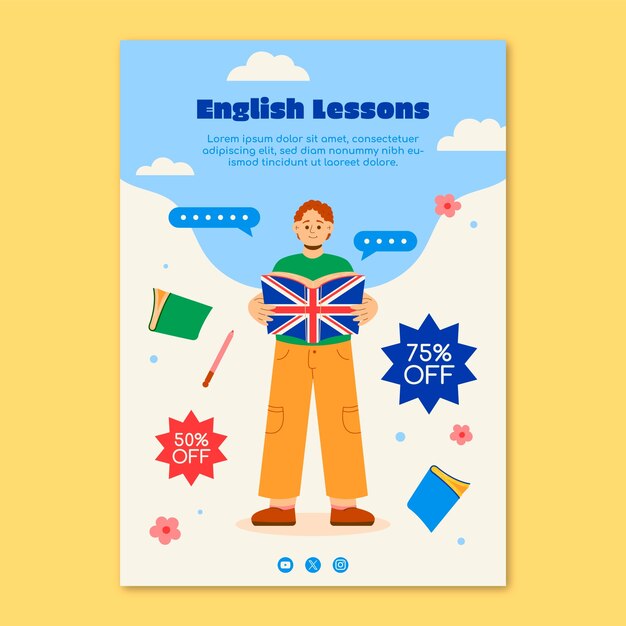 Handgezeichneter Poster für Englischunterricht