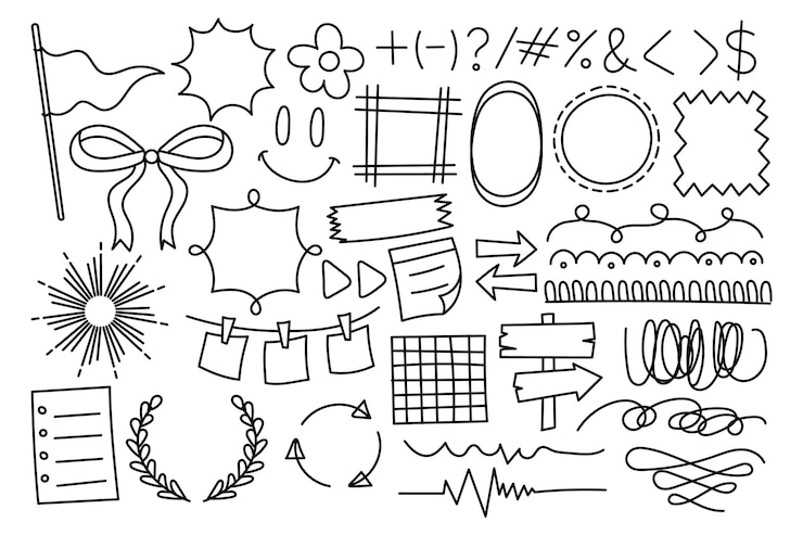 Kostenlose Vektor handgezeichneter scribble-elementsatz