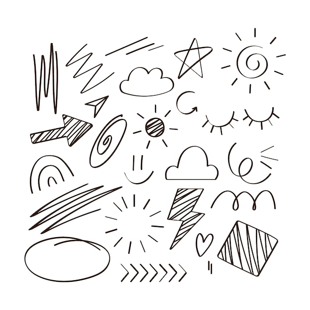 Handgezeichneter Scribble-Elementsatz