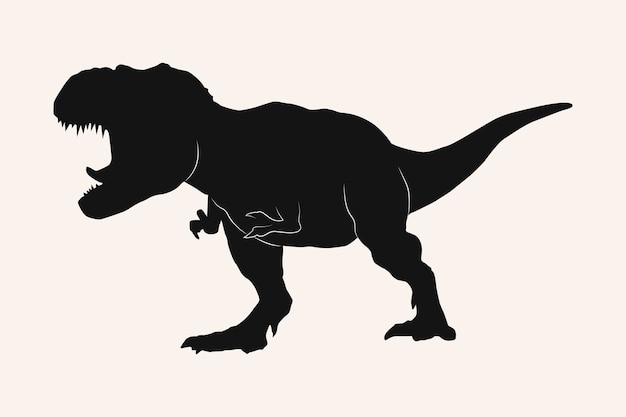 Kostenloser Vektor handgezeichneter t-rex-silhouette