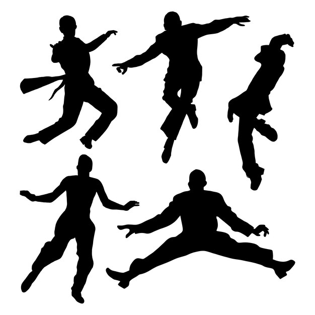 Handgezeichneter Tänzer-Silhouette-Satz