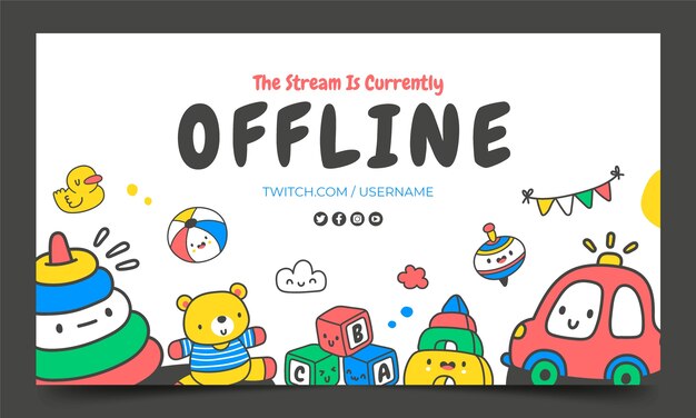 Handgezeichneter Twitch-Hintergrund für Kinder