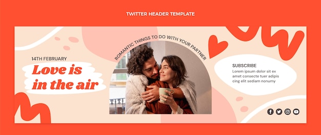 Handgezeichneter valentinstag twitter-header