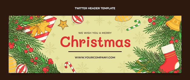 Handgezeichneter weihnachts-twitter-header