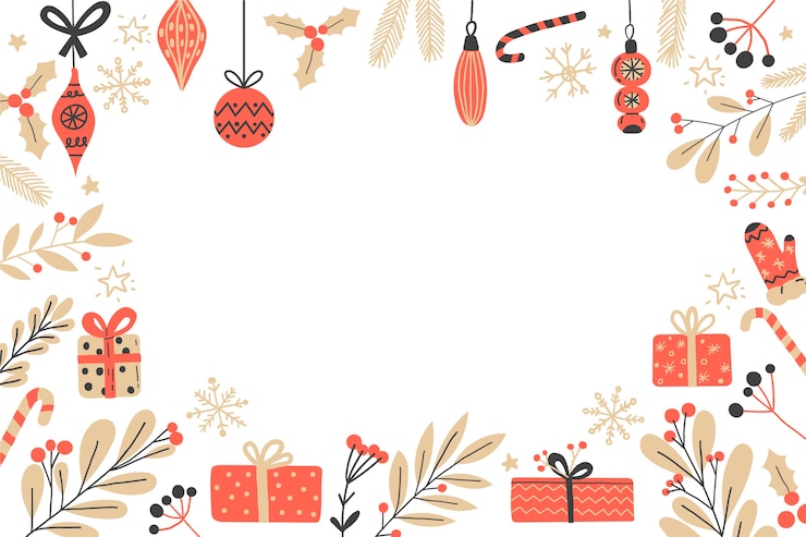 Kostenlose Vektor handgezeichneter weihnachtshintergrund mit geschenken