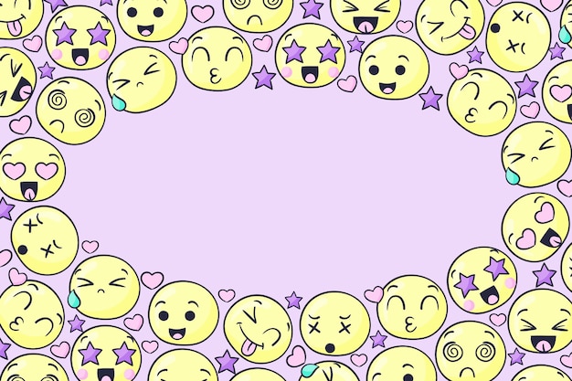 Handgezeichneter welt-emoji-tageshintergrund mit emoticons