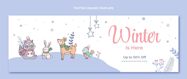 Kostenloser Vektor handgezeichneter winter-twitter-header