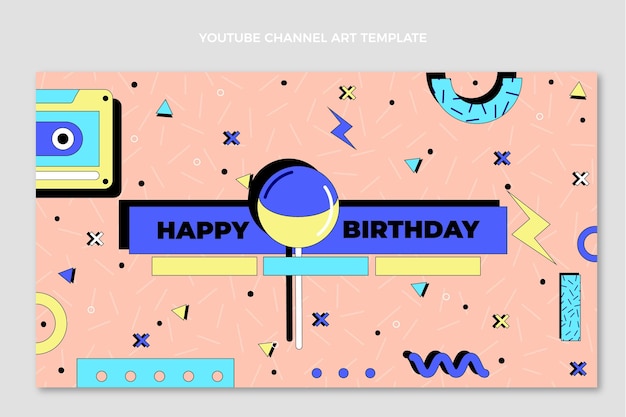 Handgezeichneter youtube-kanal zum geburtstag der 90er jahre