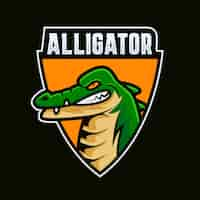 Kostenloser Vektor handgezeichnetes alligator-logo-design