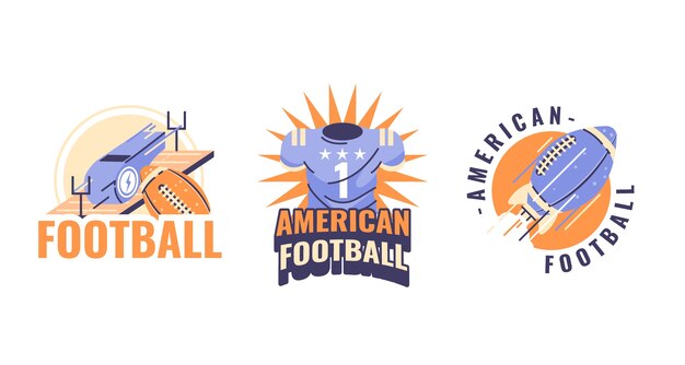 Handgezeichnetes American-Football-Logo mit flachem Design