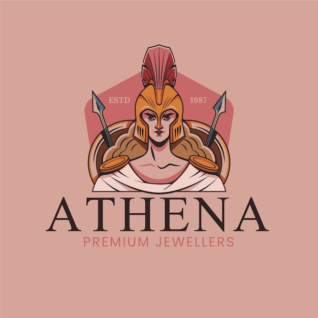 Kostenloser Vektor handgezeichnetes athena-logo