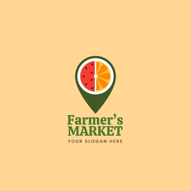 Kostenloser Vektor handgezeichnetes bauernmarkt-logo mit flachem design