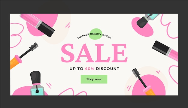 Kostenloser Vektor handgezeichnetes beauty-sale-banner-design