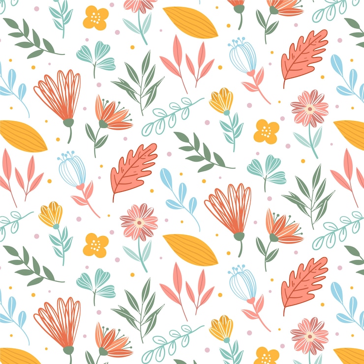 Kostenlose Vektor handgezeichnetes blumenmuster-design