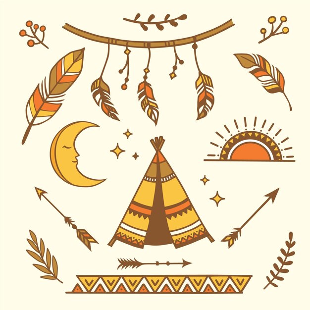 Handgezeichnetes Boho-Elemente-Paket