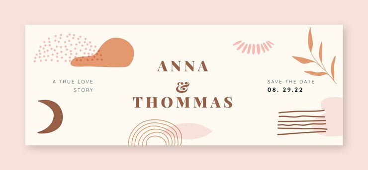 Kostenlose Vektor handgezeichnetes boho-hochzeits-facebook-cover
