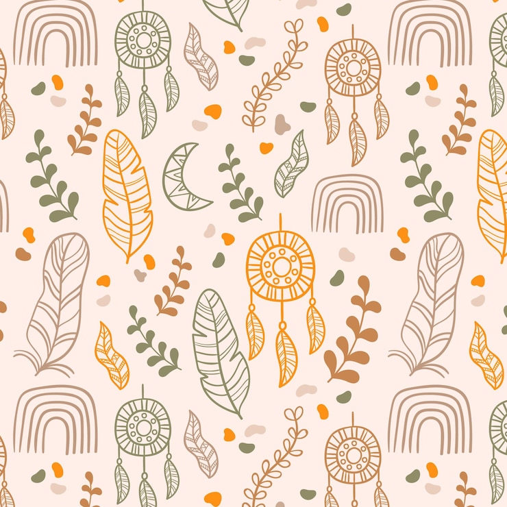 Kostenlose Vektor handgezeichnetes boho-muster-design