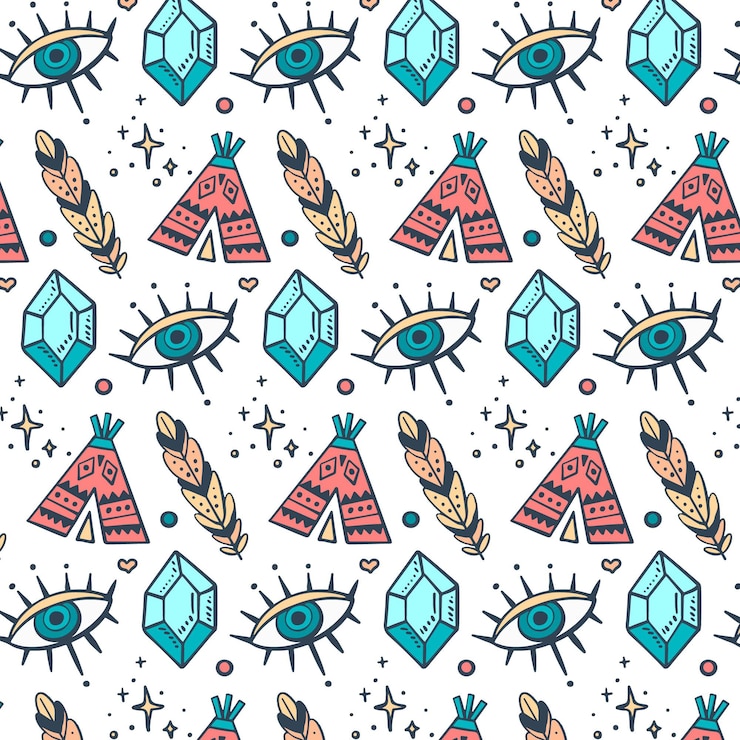 Kostenlose Vektor handgezeichnetes boho-muster-design