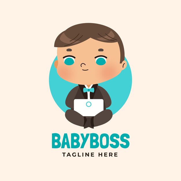 Kostenloser Vektor handgezeichnetes boss-baby-logo