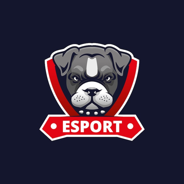 Kostenloser Vektor handgezeichnetes bulldoggen-esport-logo